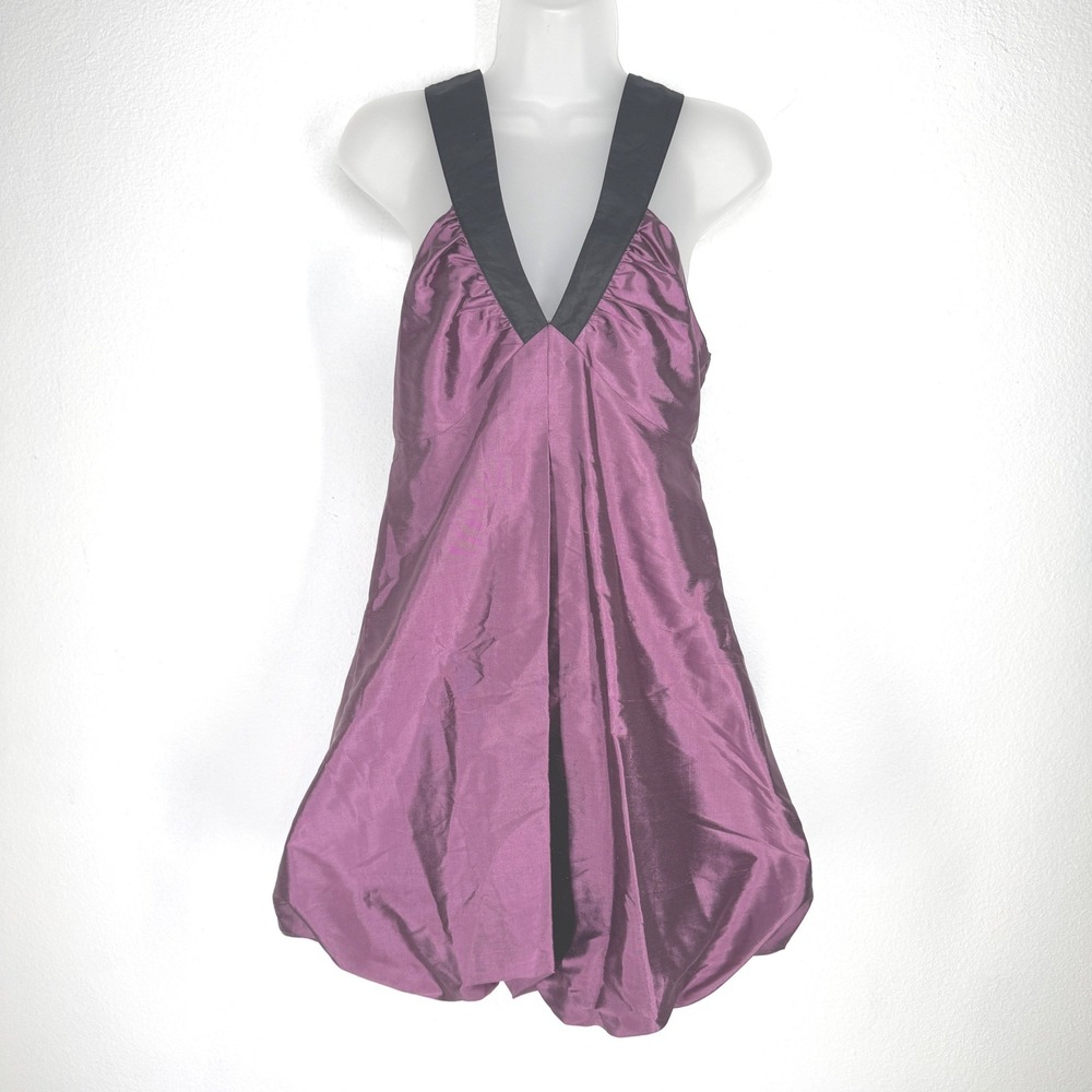 Kensie Girl Vintage Babydoll Silk Bubble Hem Mini Dress Size 7 Purple Y2K NEW